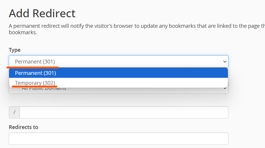 Types of Redirect a domain