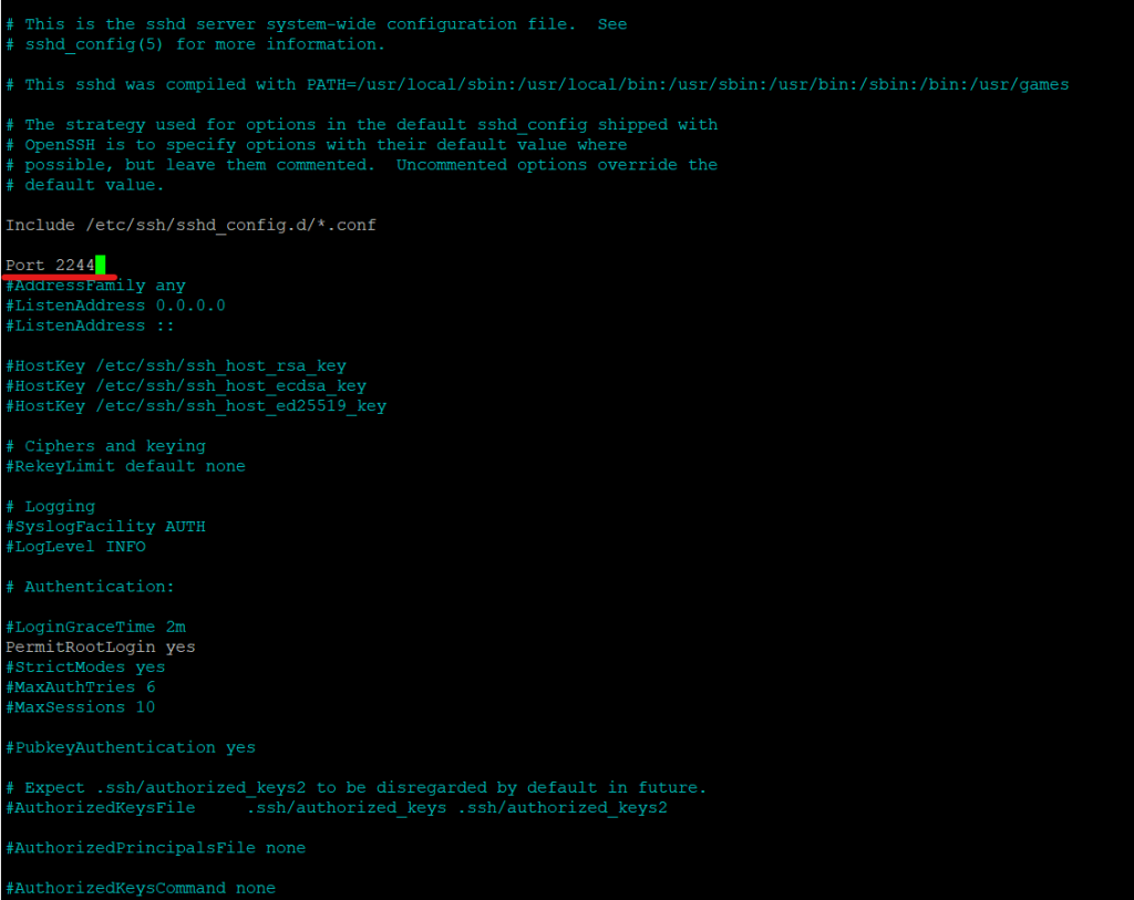 port changed 22 to 2244