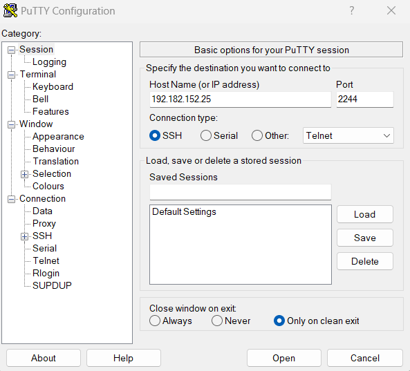 putty configuration in ubuntu 22.04