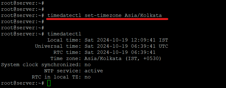 set time zone